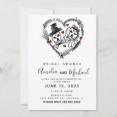 Invitation Fête des mariées d'illustration de squelette coupl (Devant)