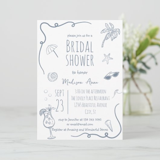 Invitation Fête des mariées d'illustrations de Doodle de plag (Debout devant)