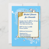 Invitation Fête des mariées d'image Bleu & Or & Diamants (Devant)