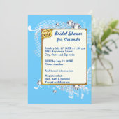 Invitation Fête des mariées d'image Bleu & Or & Diamants (Debout devant)