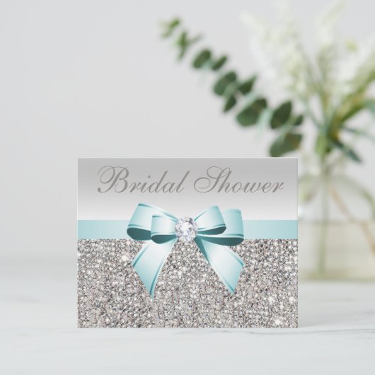 Invitation Fête des mariées d'image de la séquence Turquoise  (Debout devant)