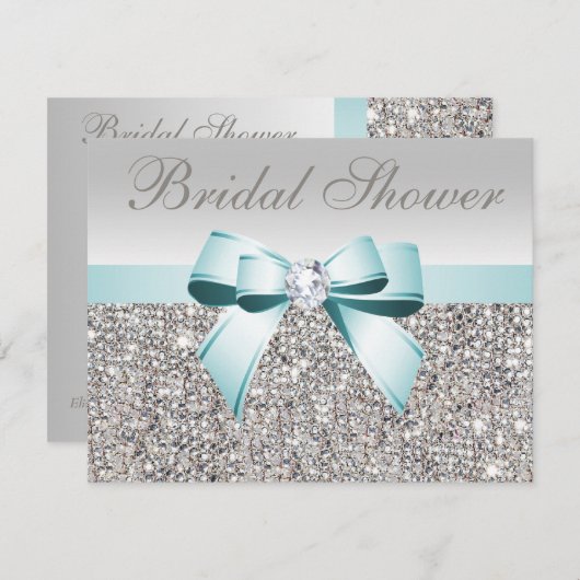 Invitation Fête des mariées d'image de la séquence Turquoise (Devant / Derrière)