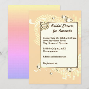 Invitation Fête des mariées d'image Peach with Frame & Diamon