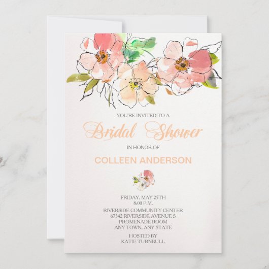 Invitation Fête des mariées d'impression florale a (Devant)