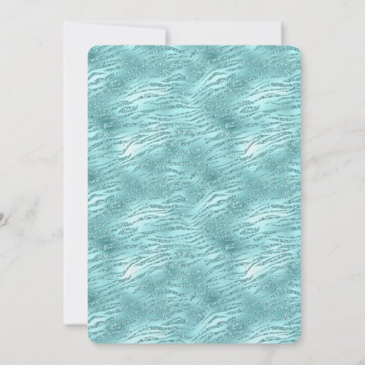 Invitation Fête des mariées d'impression Glitzy Mint Zebra (Dos)