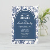 Invitation Fête des mariées d'invitation Blue Chinoserie (Debout devant)