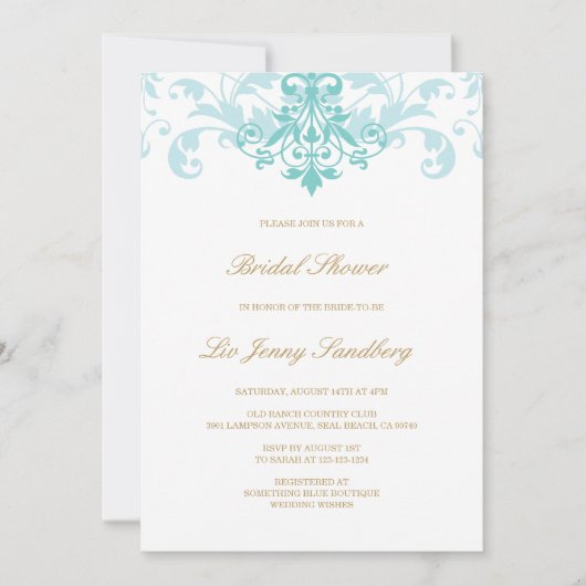 Invitation Fête des mariées d'Ironworks Élégante Turquoise &  (Devant)