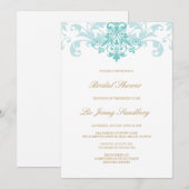 Invitation Fête des mariées d'Ironworks Élégante Turquoise &  (Devant / Derrière)