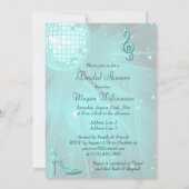 Invitation Fête des mariées Disco Ball turquoise et talons d' (Dos)