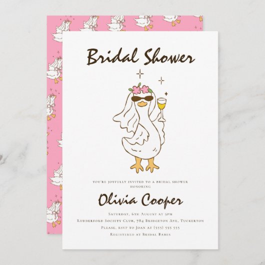 Invitation Fête des mariées d'oie stupide (Devant / Derrière)