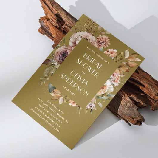 Invitation Fête des mariées d'olivier doré | Jardin boho rust