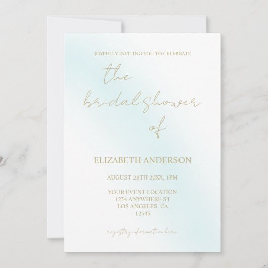 Invitation Fête des mariées d'ondulation bleue (Devant)