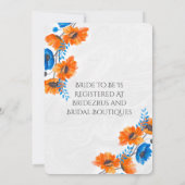 Invitation Fête des mariées d'or bleu et orange (Dos)