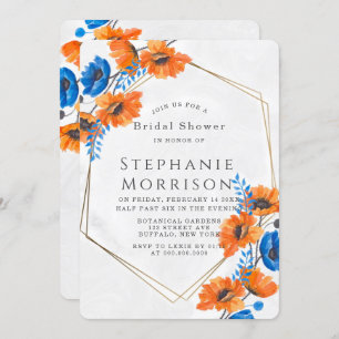 Invitation Fête des mariées d'or bleu et orange