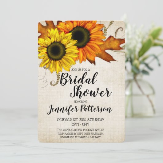 Invitation Fête des mariées d'or et d'orange d'automne (Debout devant)