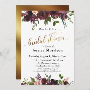 Invitation Fête des mariées d'or Fleurs d'aquarelle Bourgogne