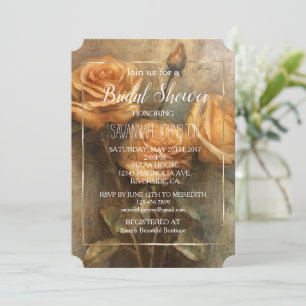 Invitation Fête des mariées d'or floral romantique Rose