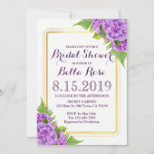 Invitation Fête des mariées d'or violet Hydrangeas Faux Invit (Devant)