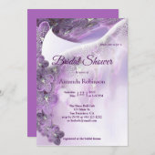 Invitation Fête des mariées d'orchidée violette douce (Devant / Derrière)