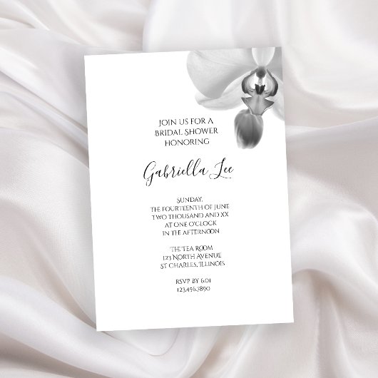 Invitation Fête des mariées d'orchidées noires et blanches