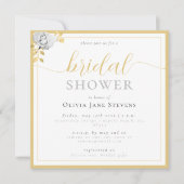 Invitation Fête des mariées dorée noir blanc à cadre classiqu (Devant)