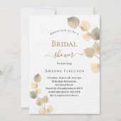 Invitation Fête des mariées dorée pousses d'eucalyptus luxe (Devant)