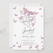 Invitation Fête des mariées dorée violet de papillons de vie (Devant)