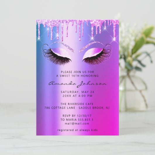 Invitation Fête des mariées Douce 16e Parties scintillant Lec (Debout devant)