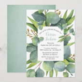 Invitation Fête des mariées du cadre de couronne d'eucalyptus (Devant / Derrière)