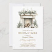 Invitation Fête des mariées du code QR de la cheminée de Noël (Devant)