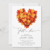 Invitation Fête des mariées du coeur de la feuille tombe dans (Devant)