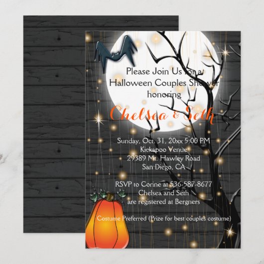 Invitation Fête des mariées du couple d'Halloween - Invitatio (Devant / Derrière)