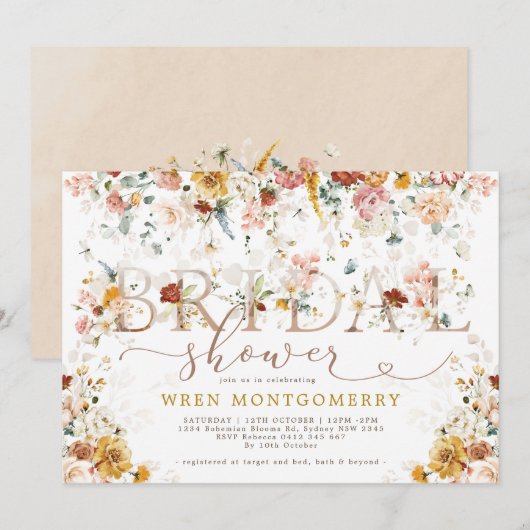 Invitation Fête des mariées du jardin Fleur sauvage de printe (Devant / Derrière)