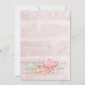 Invitation Fête des mariées du Tea Party en bois rose (Dos)