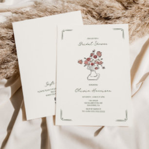 Invitation Fête des mariées d'urne florale de l'aile rouge de