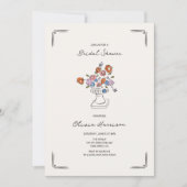 Invitation Fête des mariées d'Urne Florale tirée à la main (Devant)