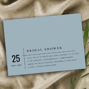 Invitation FÊTE DES MARIÉES DUSKY BLUE GRAY TYPOGR