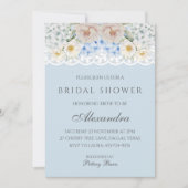 Invitation Fête des mariées Dusty Blue Peony Hydrangea (Devant)