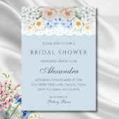 Invitation Fête des mariées Dusty Blue Peony Hydrangea