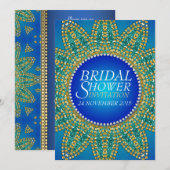 Invitation Fête des mariées égyptienne Blue Turquoise Gold St (Devant / Derrière)