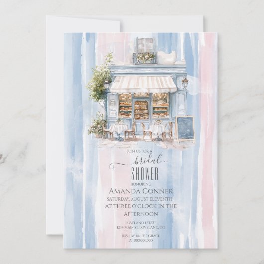 Invitation Fête des mariées Elegance Café Français (Devant)