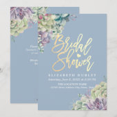 Invitation Fête des mariées Elégant aquarelle Plantes succule (Devant / Derrière)