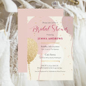 Invitation Fête des mariées Élégant Ballons d'or rose