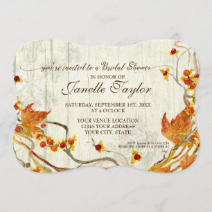 Invitation Fête des mariées Elegant Bois Automne Mariage d'au