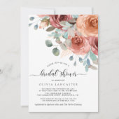 Invitation Fête des mariées, Elegant Dusty Bleu et Flore Blus (Devant)