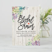 Invitation Fête des mariées Élégant Succulent Plantes Rustiqu (Debout devant)