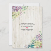 Invitation Fête des mariées Élégant Succulent Plantes Rustiqu (Dos)