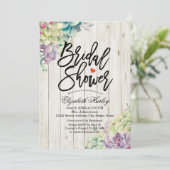 Invitation Fête des mariées Élégant Succulent Plantes Rustiqu (Debout devant)