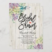 Invitation Fête des mariées Élégant Succulent Plantes Rustiqu (Devant / Derrière)