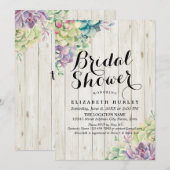 Invitation Fête des mariées Élégant Succulent Plantes Rustiqu (Devant / Derrière)